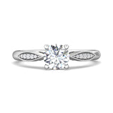 18K Gold White Micropave Engagement Ring from the Micropave collection - DERM31XSR_18KW_Rd_6.5_Prm_H-I_SI1