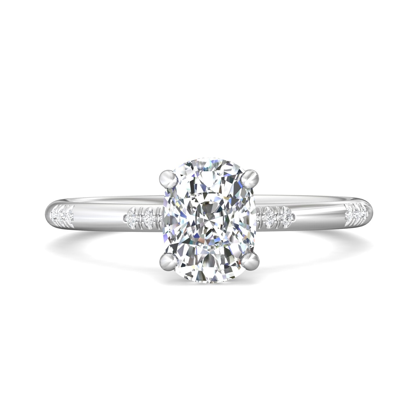 18K Gold White Micropave Engagement Ring from the Micropave collection - DERM42XSR-1_18KW_Cu_8.0X6.0_Prm_H-I_SI1