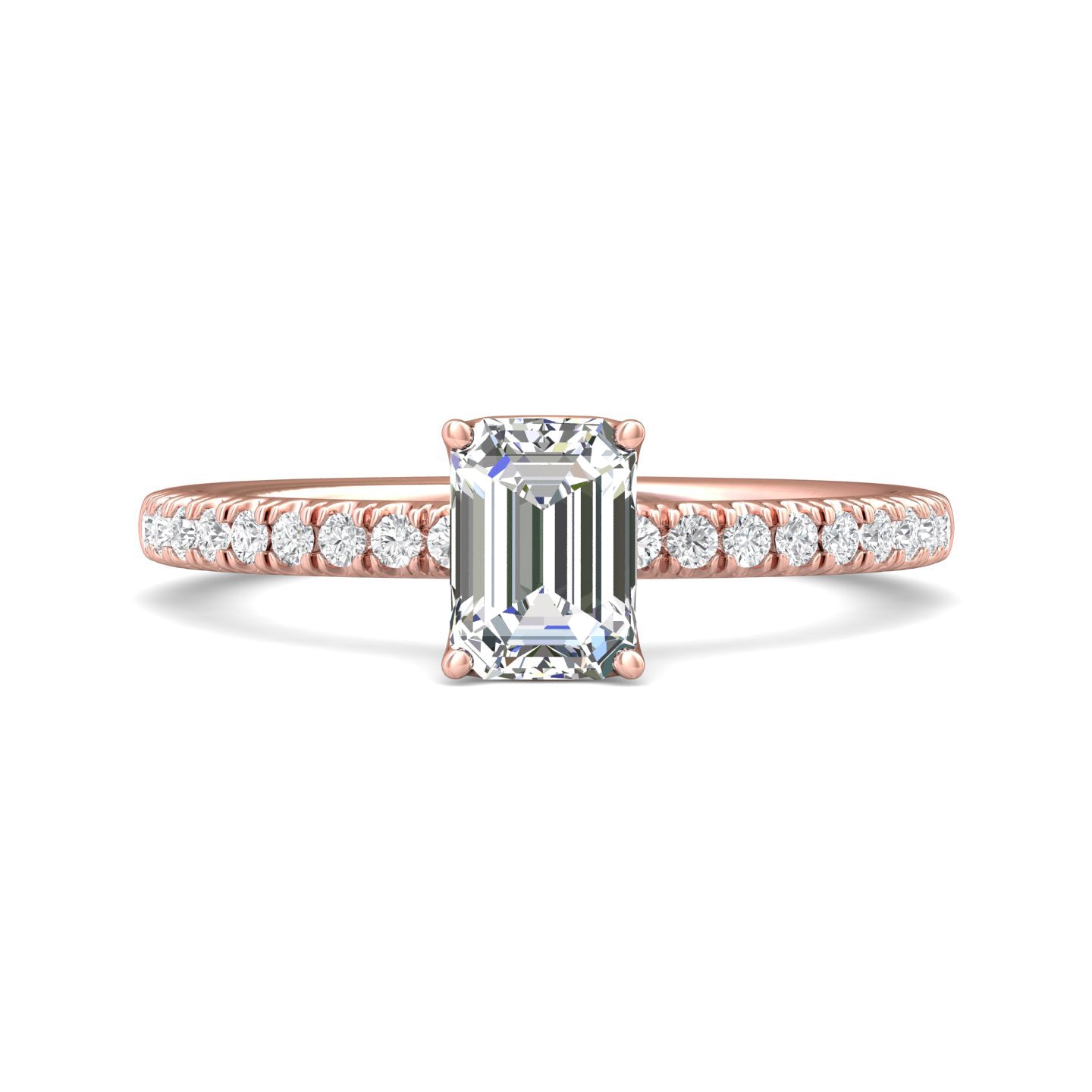 14K Gold Pink Micropave Engagement Ring from the Micropave collection - DERM4XS_14KP_Em_7X5_Prm_H-I_SI1