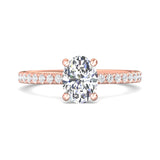14K Gold Pink Micropave Engagement Ring from the Micropave collection - DERM4XS_14KP_Ov_8X6_Prm_H-I_SI1