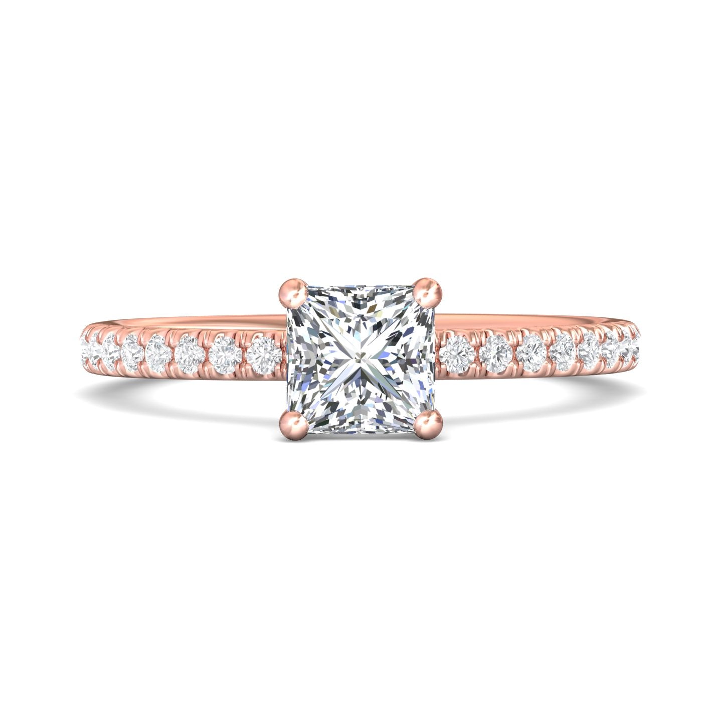 14K Gold Pink Micropave Engagement Ring from the Micropave collection - DERM4XS_14KP_Pr_5.5_Prm_H-I_SI1