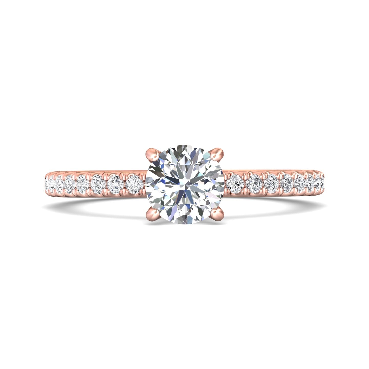 14K Gold Pink Micropave Engagement Ring from the Micropave collection - DERM4XS_14KP_Rd_6.0_Prm_H-I_SI1