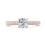 14K Gold Pink Micropave Engagement Ring from the Micropave collection - DERM4XS_14KP_Rd_6.0_Prm_H-I_SI1