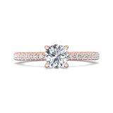 14K Gold Pink Micropave Engagement Ring from the Micropave collection - DERM4XS_14KP_Rd_6.0_Prm_H-I_SI1