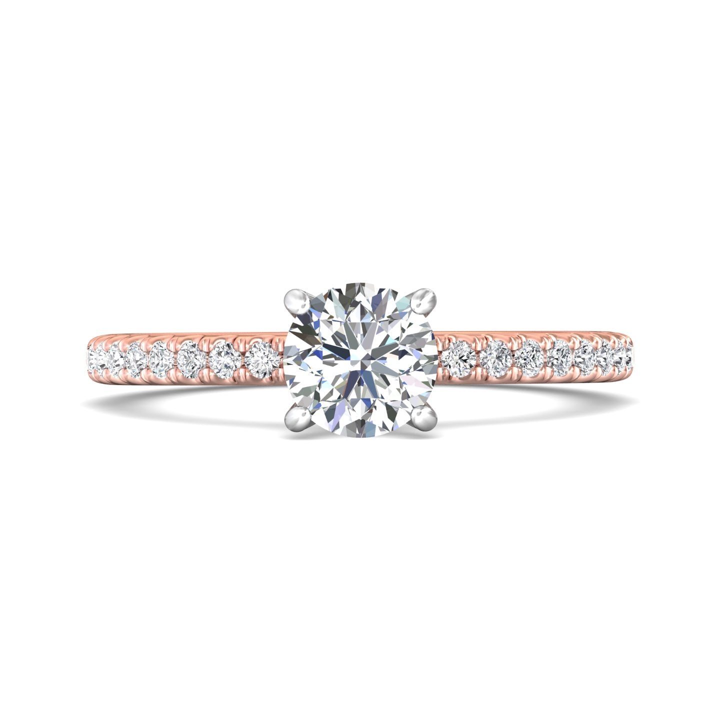 14K Gold Pink/White Micropave Engagement Ring from the Micropave collection - DERM4XS_14KPW_Rd_6.0_Prm_H-I_SI1