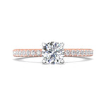 14K Gold Pink/White Micropave Engagement Ring from the Micropave collection - DERM4XS_14KPW_Rd_6.0_Prm_H-I_SI1