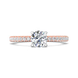 14K Gold Pink/White Micropave Engagement Ring from the Micropave collection - DERM4XS_14KPW_Rd_6.0_Prm_H-I_SI1