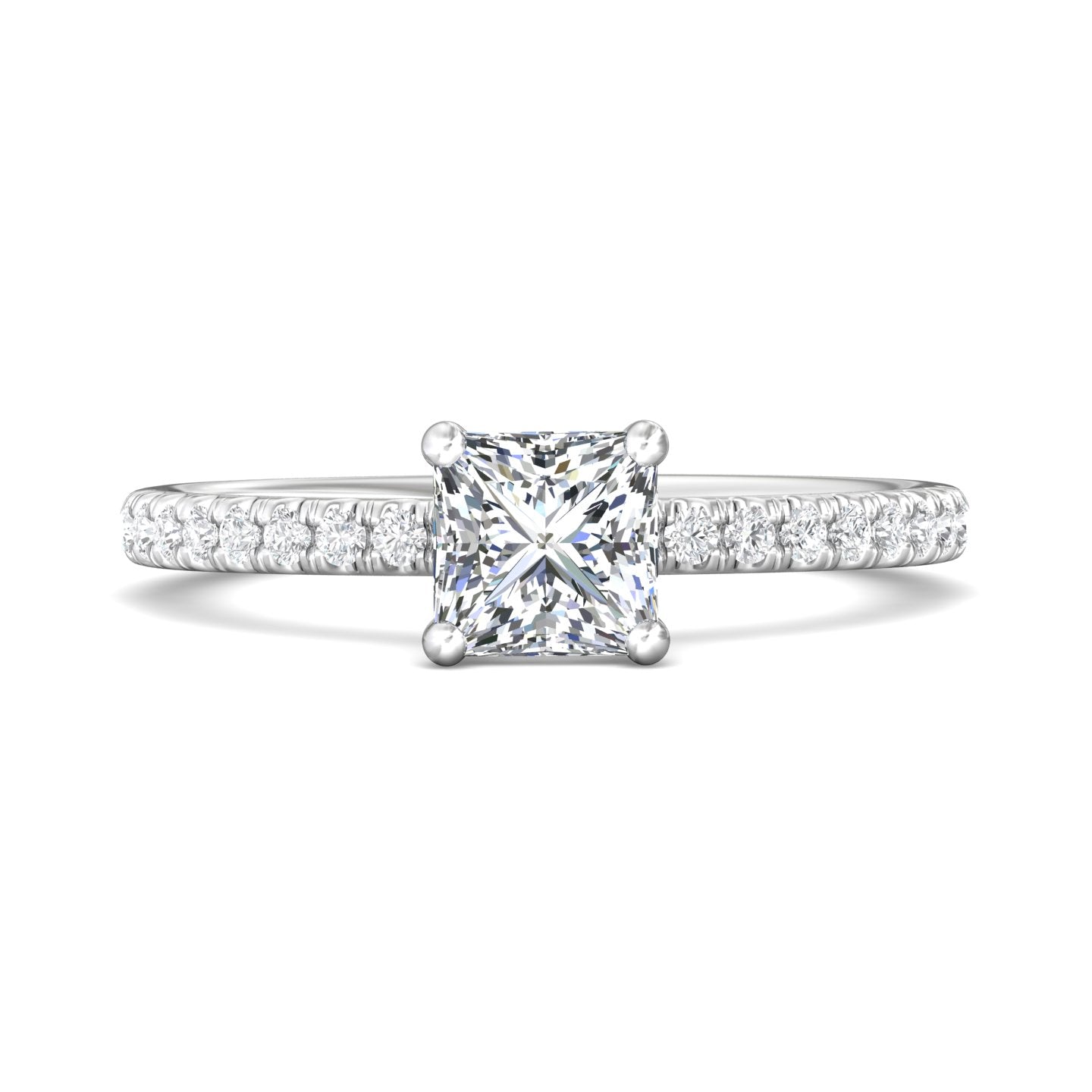 14K Gold White Micropave Engagement Ring from the Micropave collection - DERM4XS_14KW_Pr_5.5_Prm_H-I_SI1
