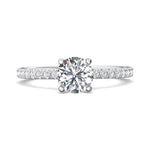 14K Gold White Micropave Engagement Ring from the Micropave collection - DERM4XS_14KW_Rd_6.0_Prm_H-I_SI1