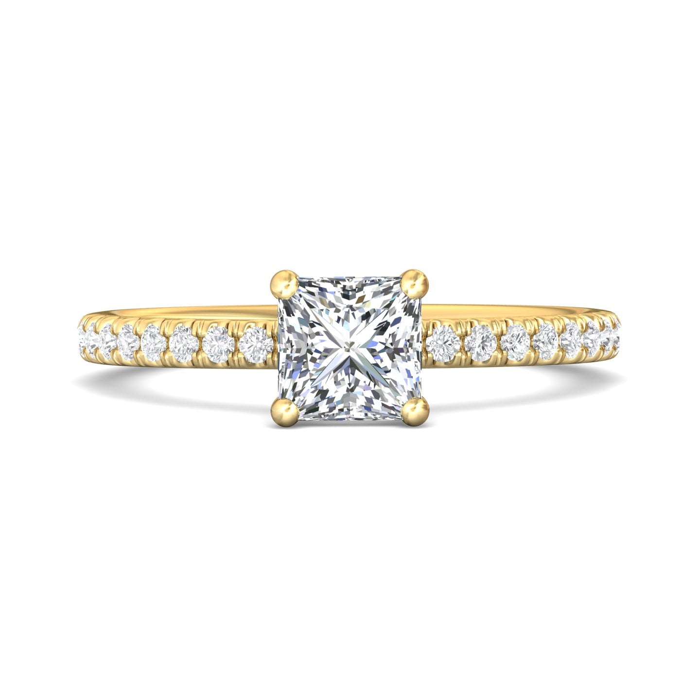 14K Gold Yellow Micropave Engagement Ring from the Micropave collection - DERM4XS_14KY_Pr_5.5_Prm_H-I_SI1