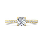 14K Gold Yellow Micropave Engagement Ring from the Micropave collection - DERM4XS_14KY_Rd_6.0_Prm_H-I_SI1