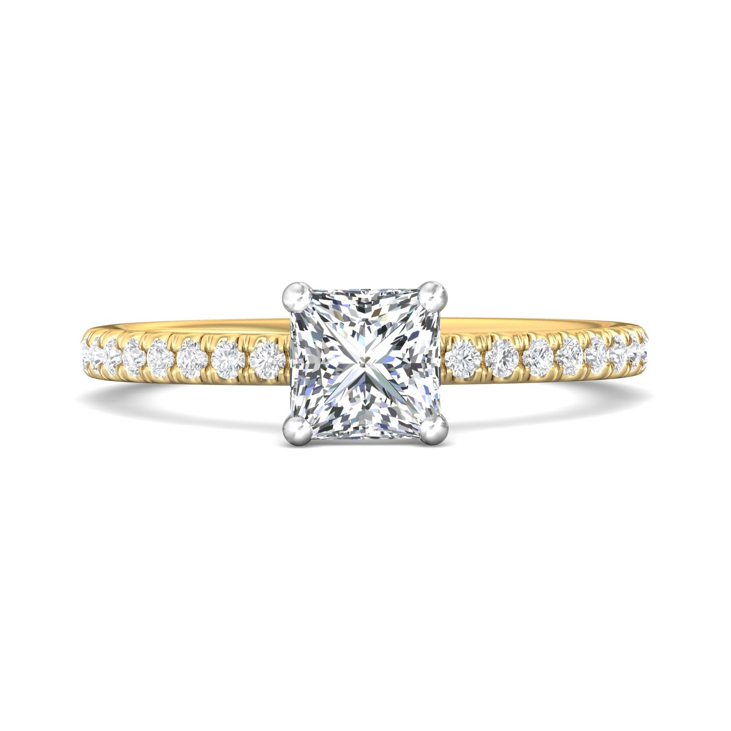 14K Gold Yellow/White Micropave Engagement Ring from the Micropave collection - DERM4XS_14KYW_Pr_5.5_Prm_H-I_SI1