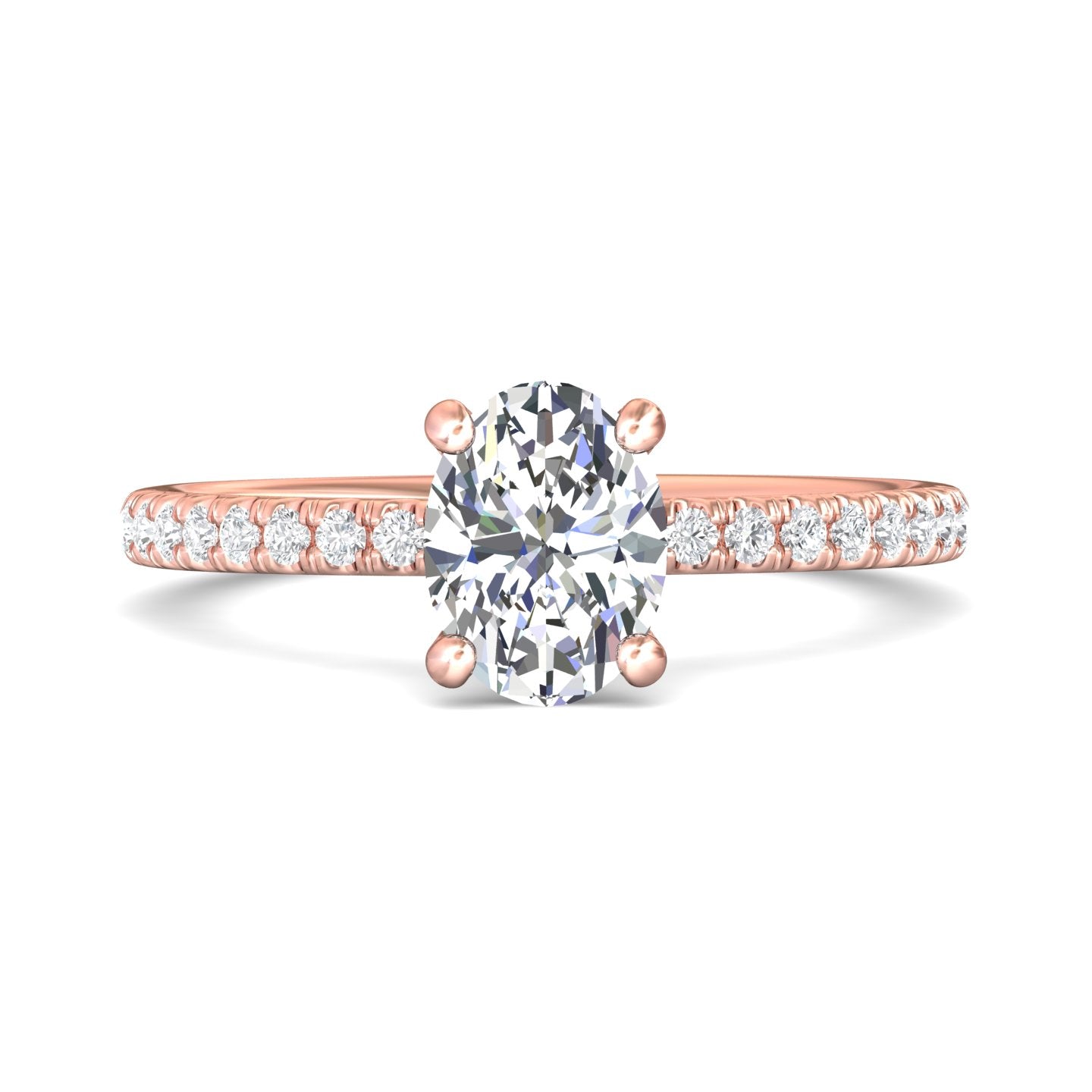 18K Gold Pink Micropave Engagement Ring from the Micropave collection - DERM4XS_18KP_Ov_8X6_Prm_H-I_SI1