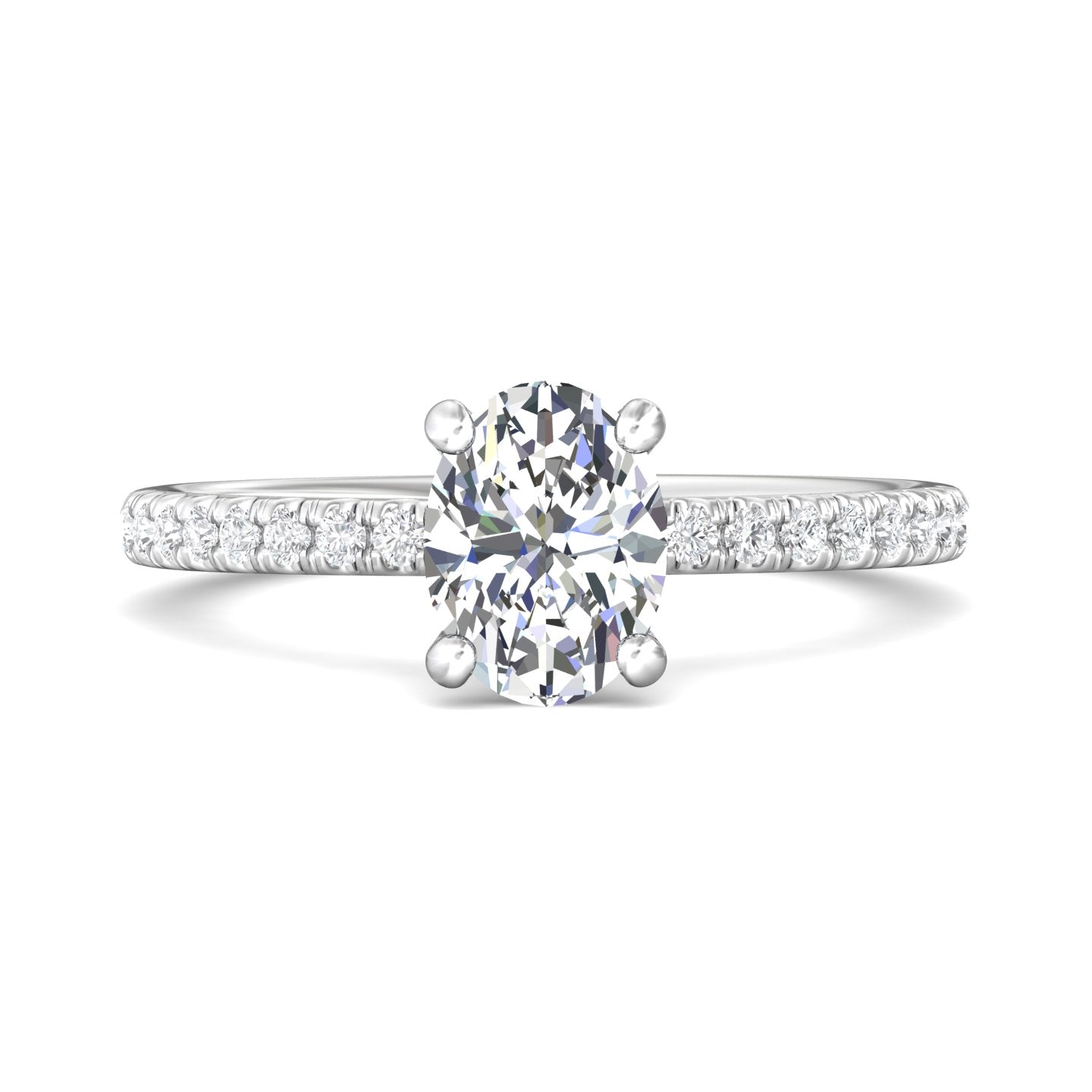18K Gold White Micropave Engagement Ring from the Micropave collection - DERM4XS_18KW_Ov_8X6_Prm_H-I_SI1