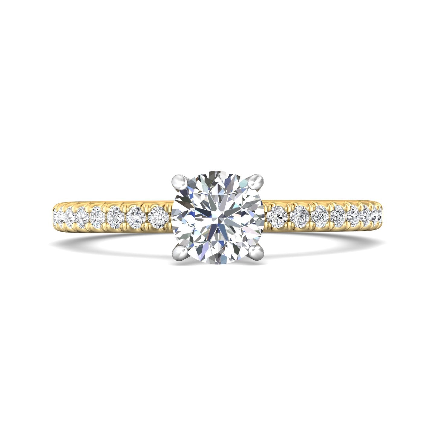 18K Gold White/Yellow Micropave Engagement Ring from the Micropave collection - DERM4XS_18KWY_Rd_6.0_Prm_H-I_SI1