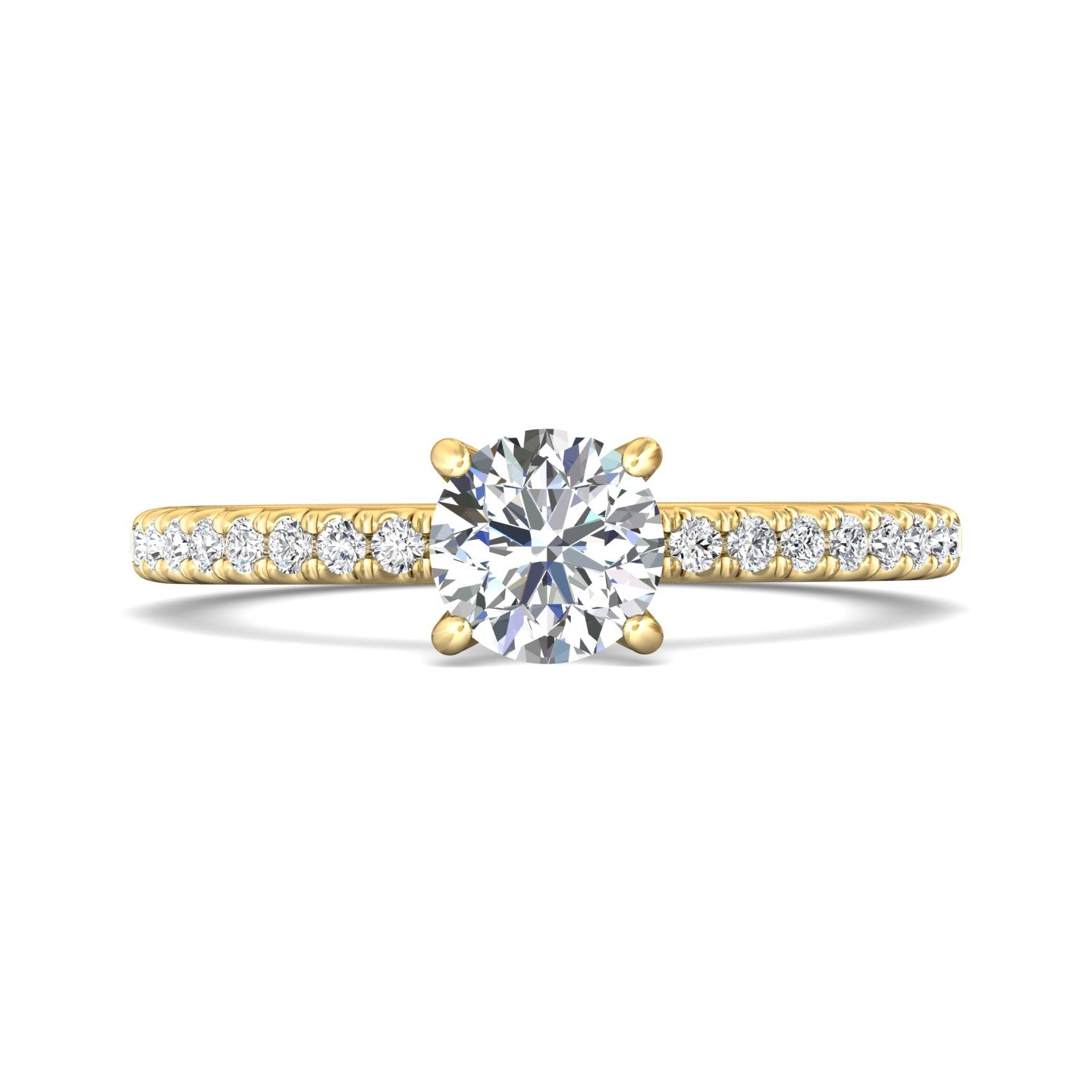 18K Gold Yellow Micropave Engagement Ring from the Micropave collection - DERM4XS_18KY_Rd_6.0_Prm_H-I_SI1