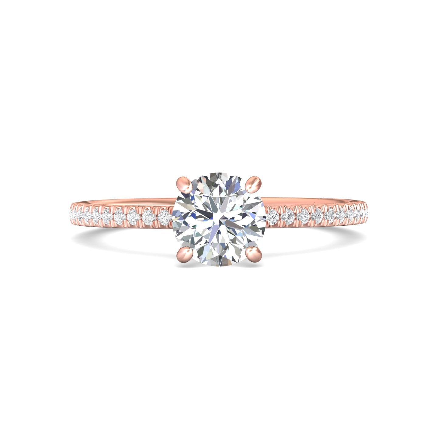 14K Gold Pink Micropave Engagement Ring from the Micropave collection - DERM4XXS-1_14KP_RdH_6.5_Prm_H-I_SI1