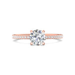 14K Gold Pink Micropave Engagement Ring from the Micropave collection - DERM4XXS-1_14KP_RdH_6.5_Prm_H-I_SI1