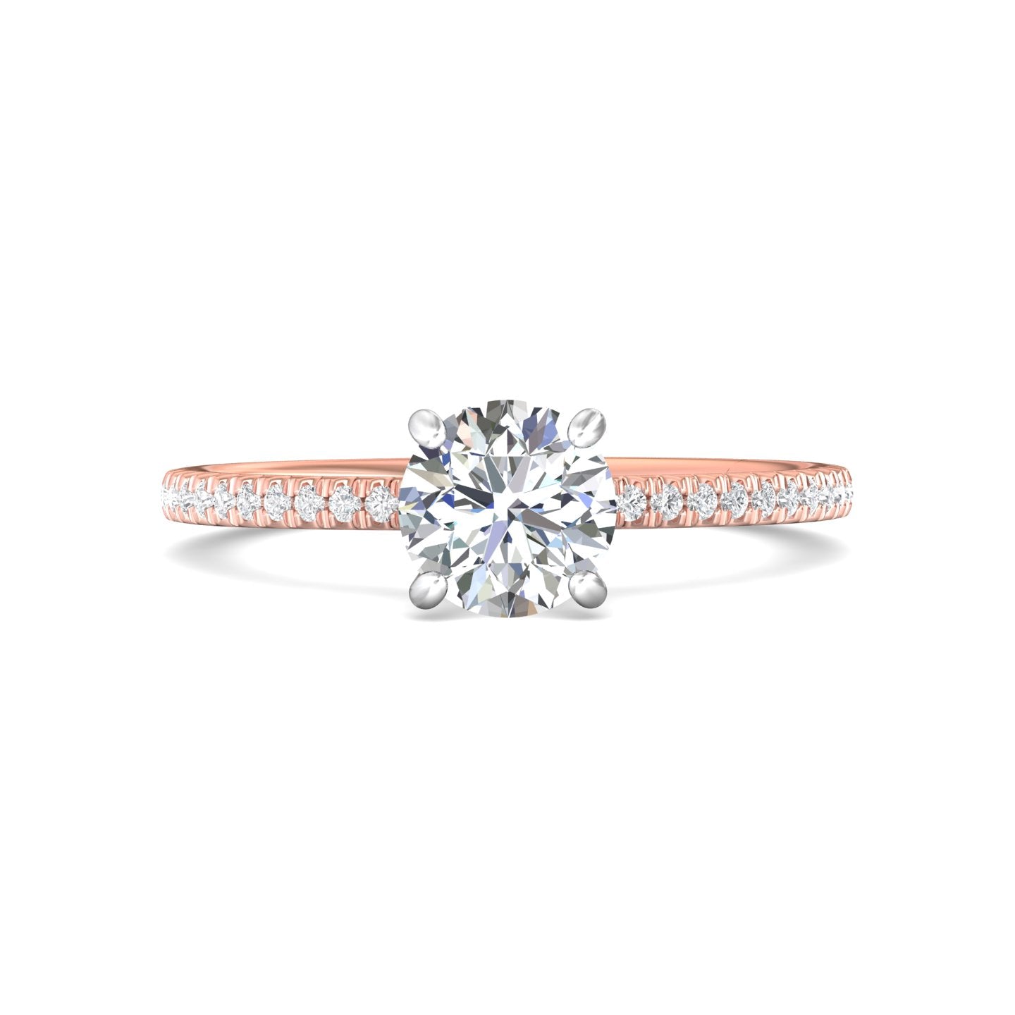 14K Gold Pink/White Micropave Engagement Ring from the Micropave collection - DERM4XXS-1_14KPW_RdH_6.5_Prm_H-I_SI1