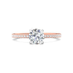 14K Gold Pink/White Micropave Engagement Ring from the Micropave collection - DERM4XXS-1_14KPW_RdH_6.5_Prm_H-I_SI1