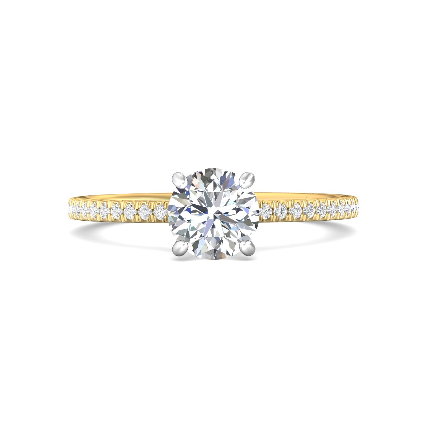 14K Gold Yellow/White Micropave Engagement Ring from the Micropave collection - DERM4XXS-1_14KYW_RdH_6.5_Prm_H-I_SI1