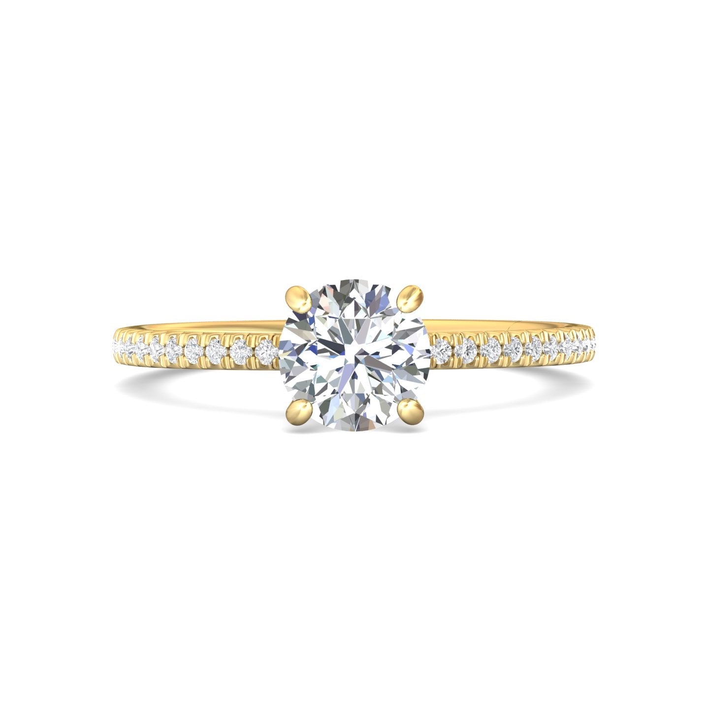 18K Gold Yellow Micropave Engagement Ring from the Micropave collection - DERM4XXS-1_18KY_RdH_6.5_Prm_H-I_SI1