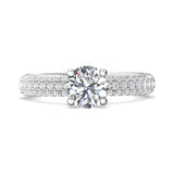 14K Gold White Micropave Engagement Ring from the Micropave collection - DERM6S_14KW_Rd_6.5_Prm_H-I_SI1