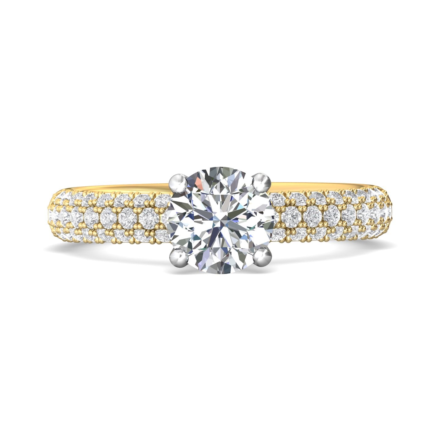 14K Gold Yellow/White Micropave Engagement Ring from the Micropave collection - DERM6S_14KYW_Rd_6.5_Prm_H-I_SI1
