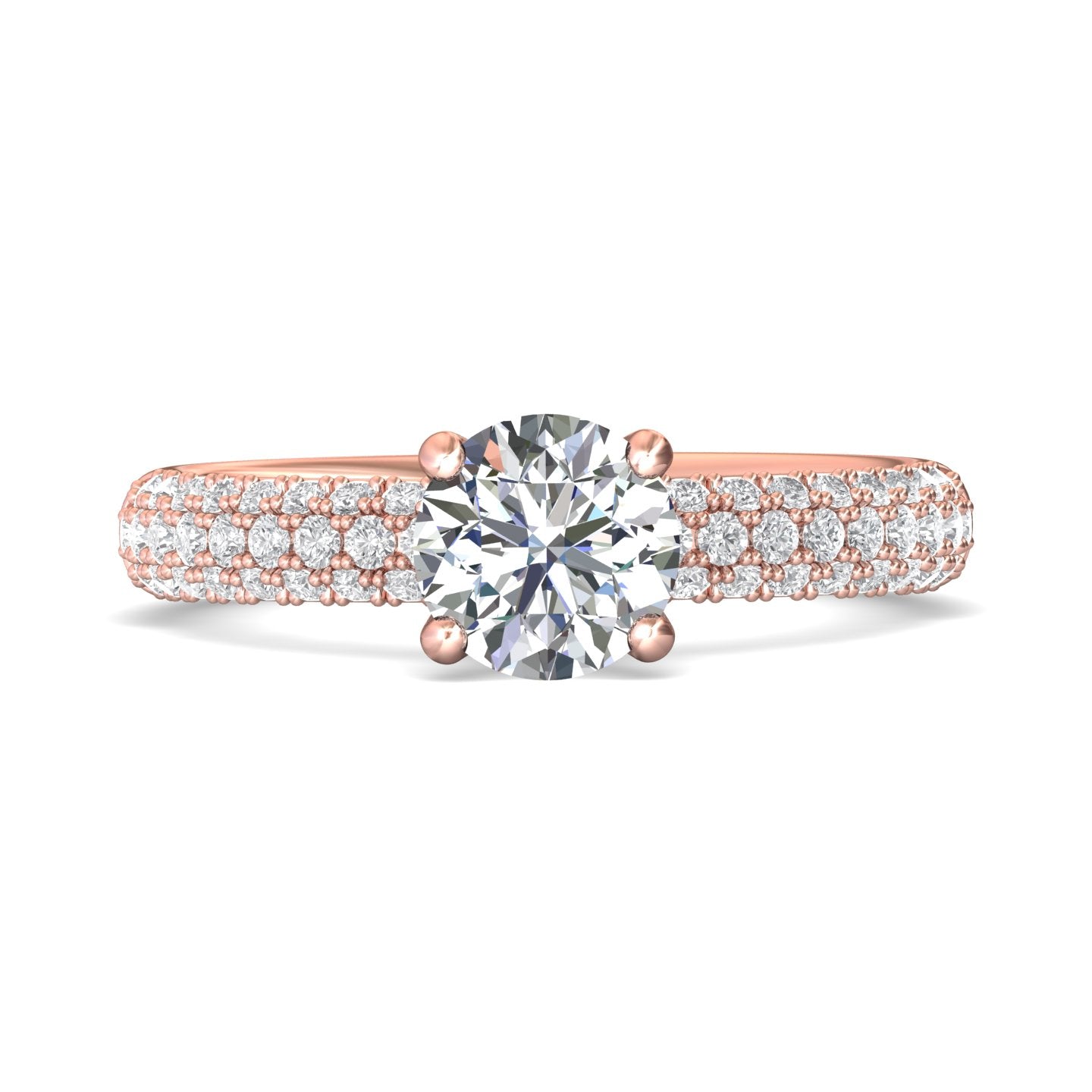 18K Gold Pink Micropave Engagement Ring from the Micropave collection - DERM6S_18KP_Rd_6.5_Prm_H-I_SI1