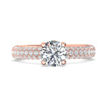 18K Gold Pink Micropave Engagement Ring from the Micropave collection - DERM6S_18KP_Rd_6.5_Prm_H-I_SI1