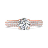 18K Gold Pink Micropave Engagement Ring from the Micropave collection - DERM6S_18KP_Rd_6.5_Prm_H-I_SI1