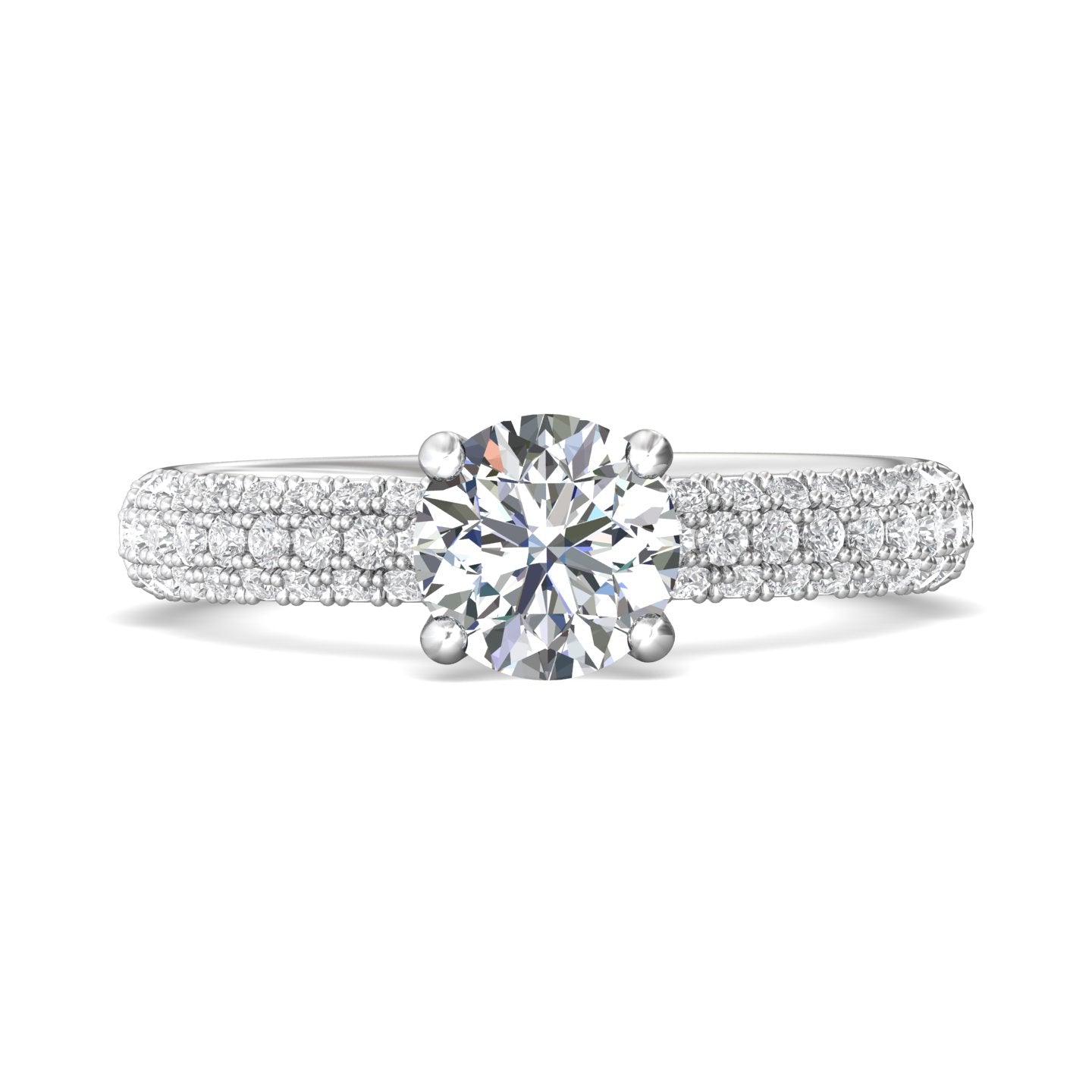18K Gold White Micropave Engagement Ring from the Micropave collection - DERM6S_18KW_Rd_6.5_Prm_H-I_SI1