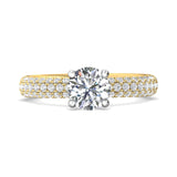 18K Gold White/Yellow Micropave Engagement Ring from the Micropave collection - DERM6S_18KWY_Rd_6.5_Prm_H-I_SI1