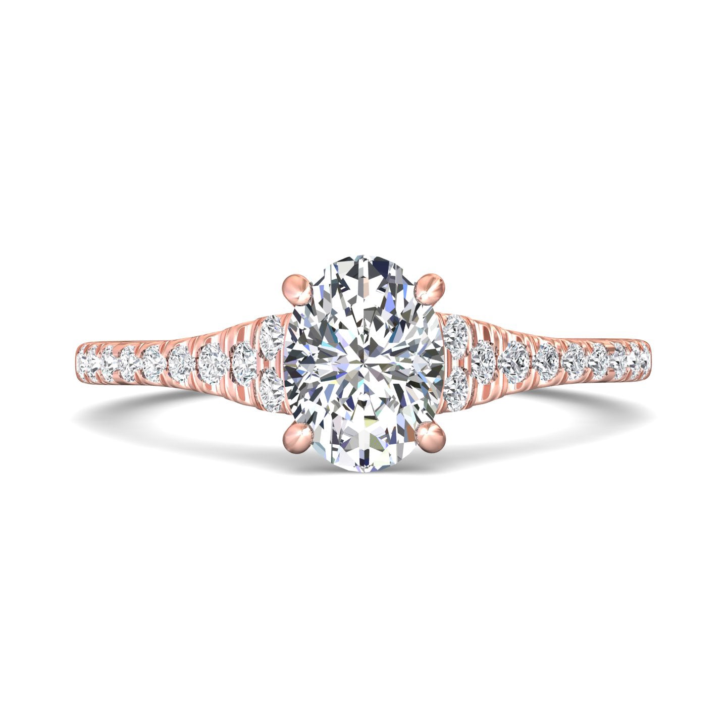 14K Gold Pink Micropave Engagement Ring from the Micropave collection - DERM84_14KP_Ov_8X6_Prm_H-I_SI1