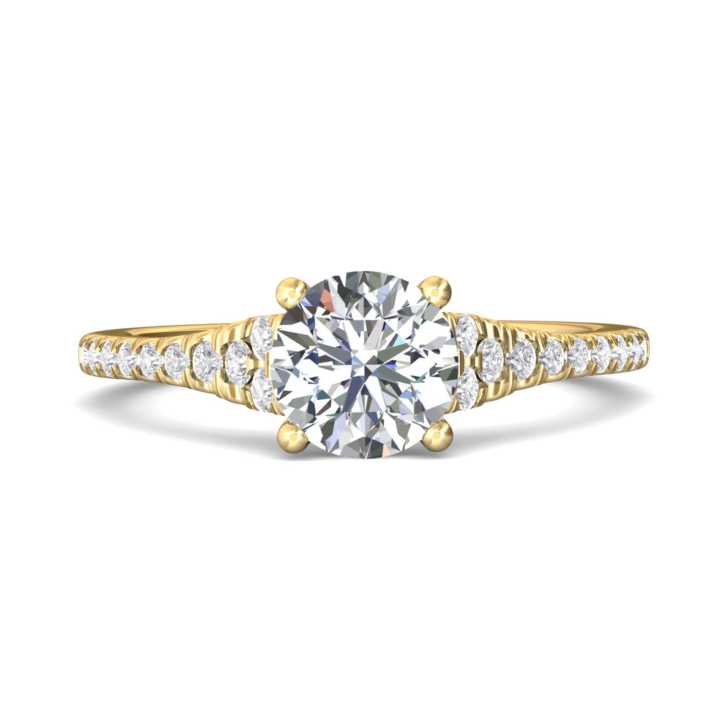 14K Gold Yellow Micropave Engagement Ring from the Micropave collection - DERM84_14KY_Rd_7.0_Prm_H-I_SI1
