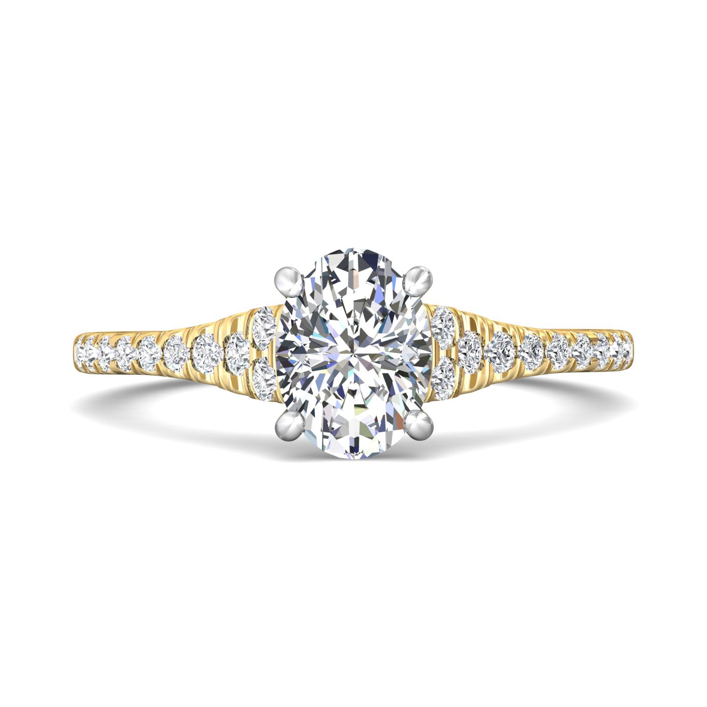 14K Gold Yellow/White Micropave Engagement Ring from the Micropave collection - DERM84_14KYW_Ov_8X6_Prm_H-I_SI1