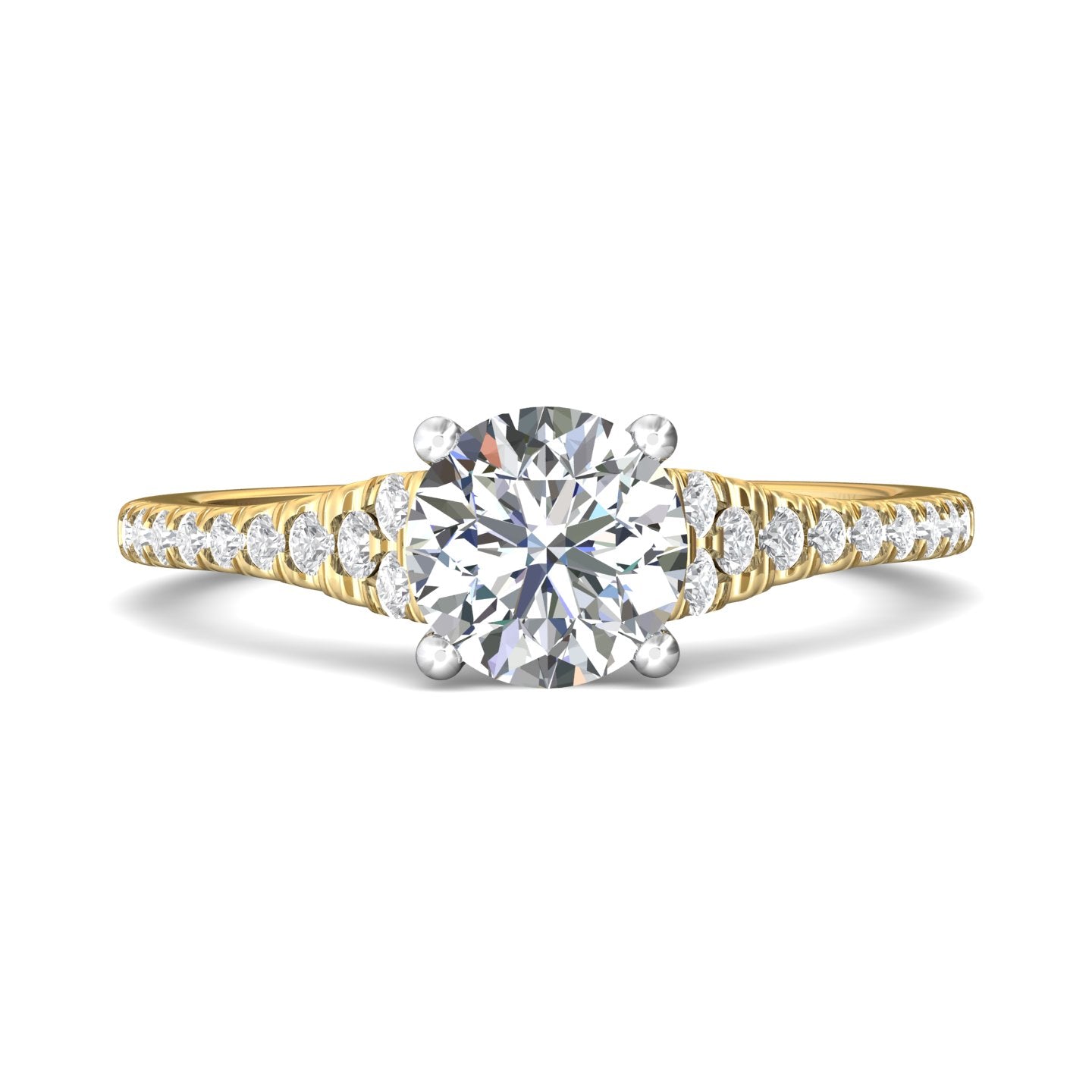 14K Gold Yellow/White Micropave Engagement Ring from the Micropave collection - DERM84_14KYW_Rd_7.0_Prm_H-I_SI1