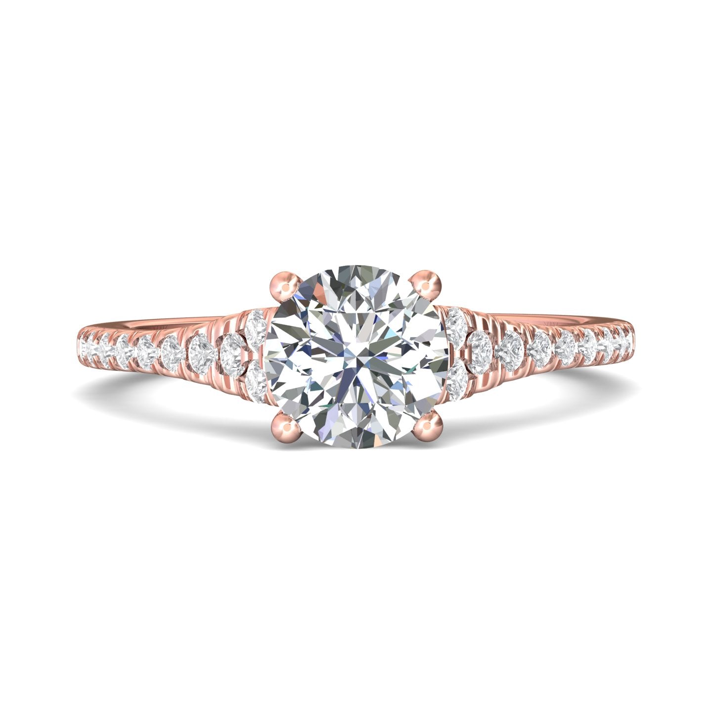 18K Gold Pink Micropave Engagement Ring from the Micropave collection - DERM84_18KP_Rd_7.0_Prm_H-I_SI1