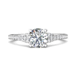 18K Gold White Micropave Engagement Ring from the Micropave collection - DERM84_18KW_Rd_7.0_Prm_H-I_SI1