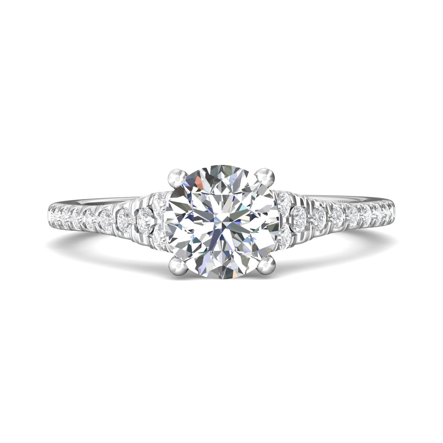 18K Gold White Micropave Engagement Ring from the Micropave collection - DERM84_18KW_Rd_7.0_Prm_H-I_SI1