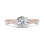 18K Gold White/Pink Micropave Engagement Ring from the Micropave collection - DERM84_18KWP_Rd_7.0_Prm_H-I_SI1