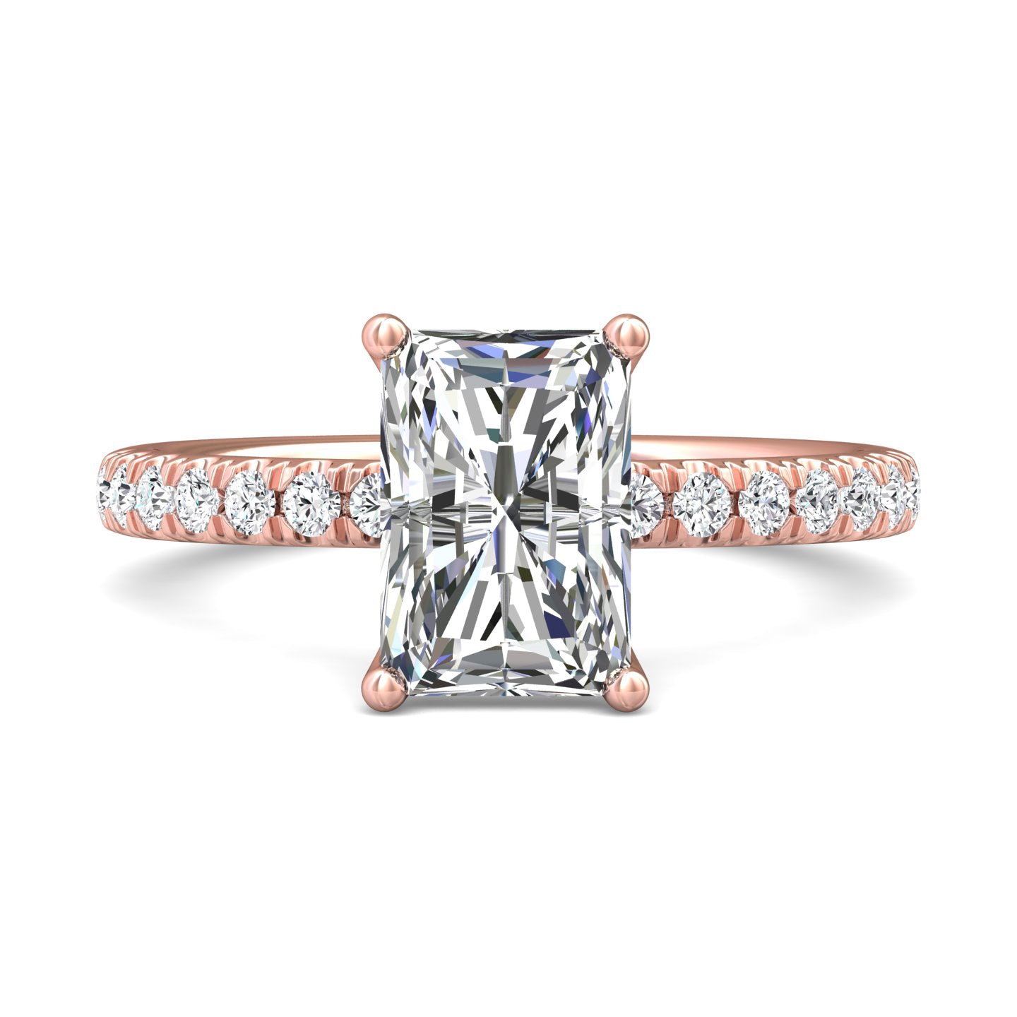 14K Gold Pink Micropave Engagement Ring from the Micropave collection - DERM89_14KP_Rad_9.5X6.5_Prm_H-I_SI1