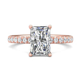 14K Gold Pink Micropave Engagement Ring from the Micropave collection - DERM89_14KP_Rad_9.5X6.5_Prm_H-I_SI1