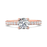 14K Gold Pink Micropave Engagement Ring from the Micropave collection - DERM89_14KP_Rd_6.5_Prm_H-I_SI1