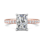 14K Gold Pink/White Micropave Engagement Ring from the Micropave collection - DERM89_14KPW_Rad_9.5X6.5_Prm_H-I_SI1