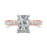 14K Gold Pink/White Micropave Engagement Ring from the Micropave collection - DERM89_14KPW_Rad_9.5X6.5_Prm_H-I_SI1
