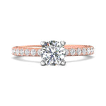 14K Gold Pink/White Micropave Engagement Ring from the Micropave collection - DERM89_14KPW_Rd_6.5_Prm_H-I_SI1