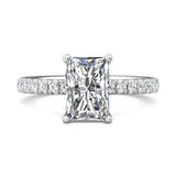 14K Gold White Micropave Engagement Ring from the Micropave collection - DERM89_14KW_Rad_9.5X6.5_Prm_H-I_SI1