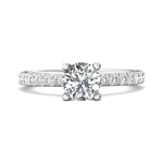 14K Gold White Micropave Engagement Ring from the Micropave collection - DERM89_14KW_Rd_6.5_Prm_H-I_SI1