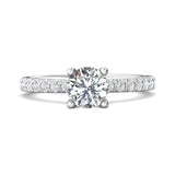 14K Gold White Micropave Engagement Ring from the Micropave collection - DERM89_14KW_Rd_6.5_Prm_H-I_SI1